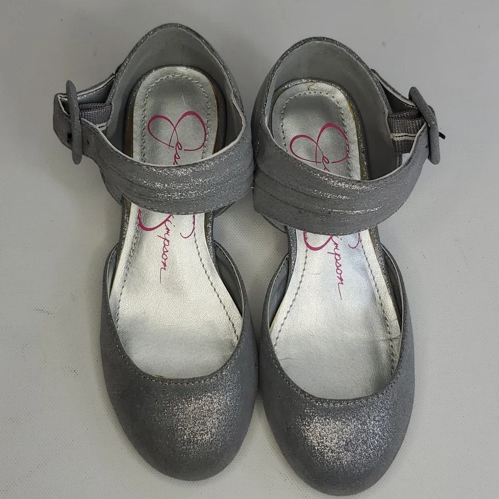 Jessica Simpson girls silver wedge dress shoes size 11
